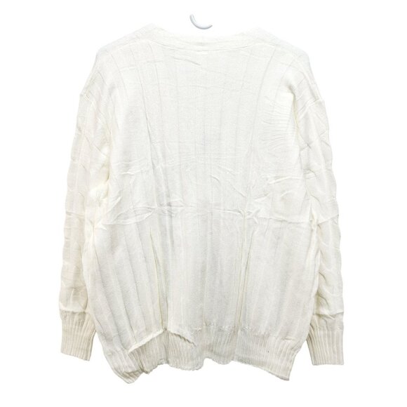 Cable Knit Button-Up Cardigan Sweater Pockets Womens Size 16W Neyook Soft White - Picture 3 of 13
